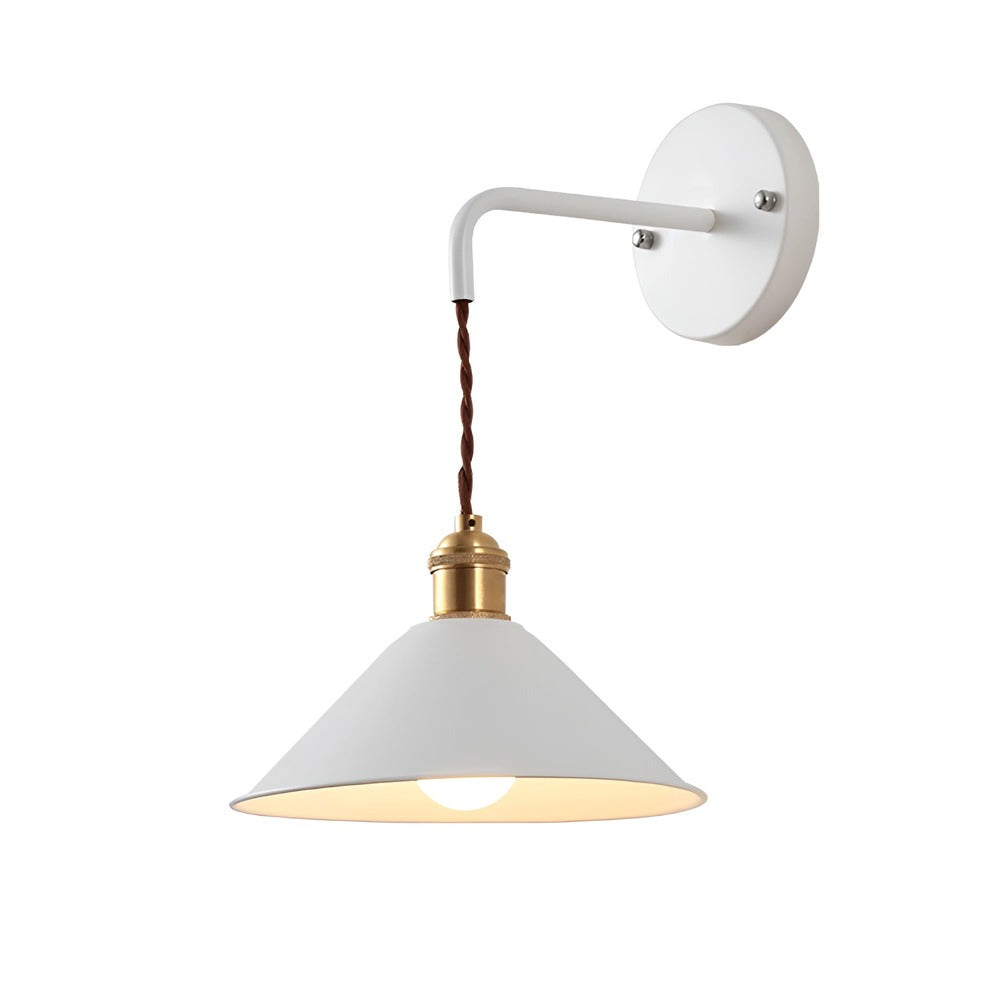 Industrial Sconce with Metal Cone Shade Gray Wall-Mount Task Light for Bedroom Hallway Reading Nook Adjustable Accent Lamp Retro Decor