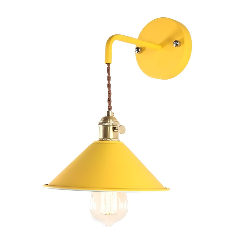 Industrial Sconce with Metal Cone Shade Gray Wall-Mount Task Light for Bedroom Hallway Reading Nook Adjustable Accent Lamp Retro Decor
