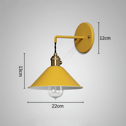 Industrial Sconce with Metal Cone Shade Gray Wall-Mount Task Light for Bedroom Hallway Reading Nook Adjustable Accent Lamp Retro Decor