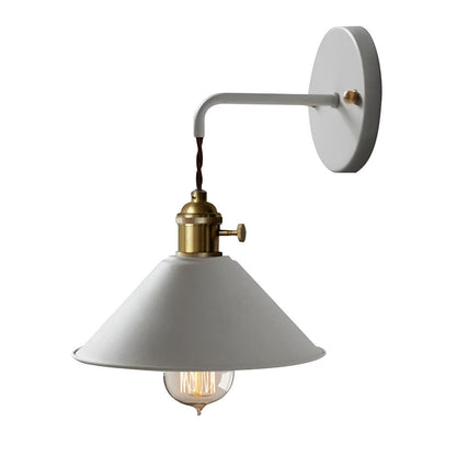 Industrial Sconce with Metal Cone Shade Gray Wall-Mount Task Light for Bedroom Hallway Reading Nook Adjustable Accent Lamp Retro Decor
