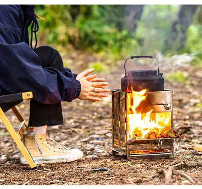 Outdoor Haven | Foldable Stainless Steel Wood Stove with Compact Design | Perfect for Camping and Hiking