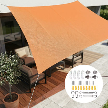 Rectangle Canopy Tarp 10×16.5 ft Waterproof Sunshade for Deck Yard Pool Balcony Pergola Gazebo Porch Awning 98% UV Block Shelter with Rope T