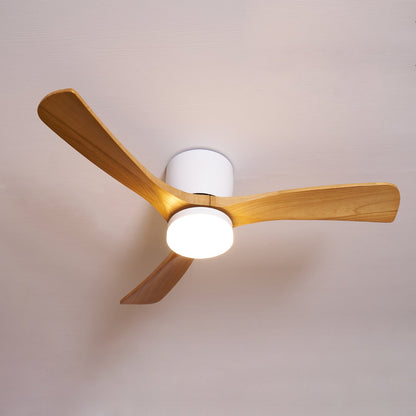 Sycamore Wood Ceiling Fan with LED Light – Whisper-Quiet 6-Speed DC Motor, Reversible Airflow, Remote Control, 42/48/52 Inch