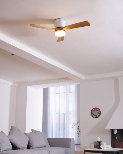 Wood Blade Ceiling Fan with Integrated LED Light and Remote Control for Bedroom Living Room Quiet DC Motor Airflow Year-Round Comfort Scandi