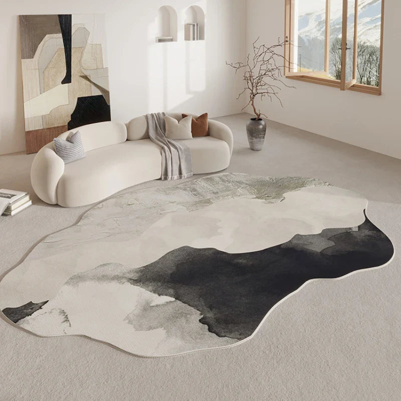 Freeform Polyester Area Rug with Grip-Safe Backing for Living Rooms, Bedrooms & Hallways | Non-Slip Abstract Shape Floor Mat