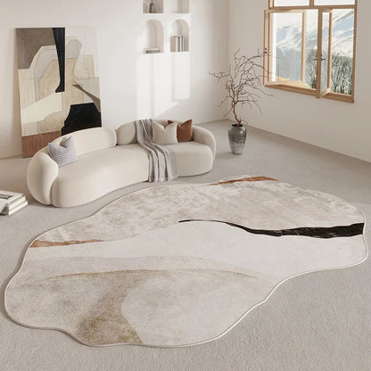 Freeform Polyester Area Rug with Grip-Safe Backing for Living Rooms, Bedrooms & Hallways | Non-Slip Abstract Shape Floor Mat