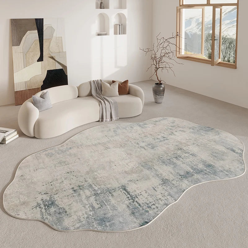 Freeform Polyester Area Rug with Grip-Safe Backing for Living Rooms, Bedrooms & Hallways | Non-Slip Abstract Shape Floor Mat