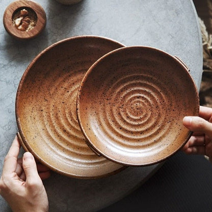 Organic Stoneware Dinnerware Set – Vintage Aged Design in Earthy Tones