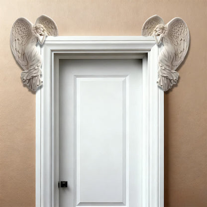 Orlen Door Frame Sculpture - Resin Angel Wings, Compact Design