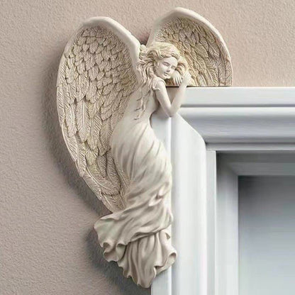 Orlen Door Frame Sculpture - Resin Angel Wings, Compact Design