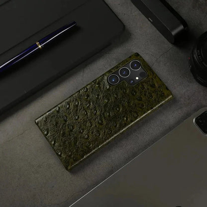 Premium Textured Leather Samsung Galaxy Case Shock-Absorbing Protective Cover with Raised Edges for S22 S23 S24 S25 S26 Note 20