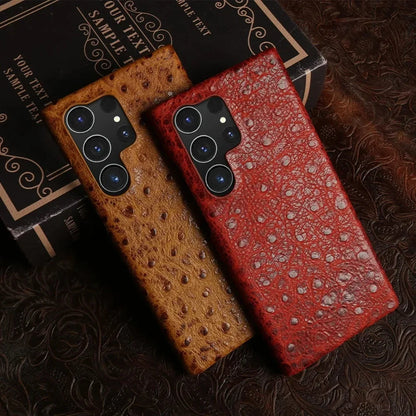 Premium Textured Leather Samsung Galaxy Case Shock-Absorbing Protective Cover with Raised Edges for S22 S23 S24 S25 S26 Note 20