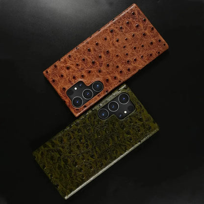 Premium Textured Leather Samsung Galaxy Case Shock-Absorbing Protective Cover with Raised Edges for S22 S23 S24 S25 S26 Note 20
