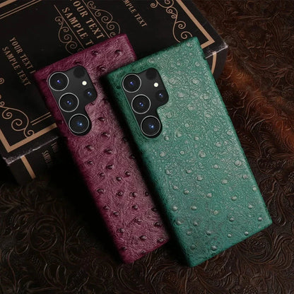 Premium Textured Leather Samsung Galaxy Case Shock-Absorbing Protective Cover with Raised Edges for S22 S23 S24 S25 S26 Note 20