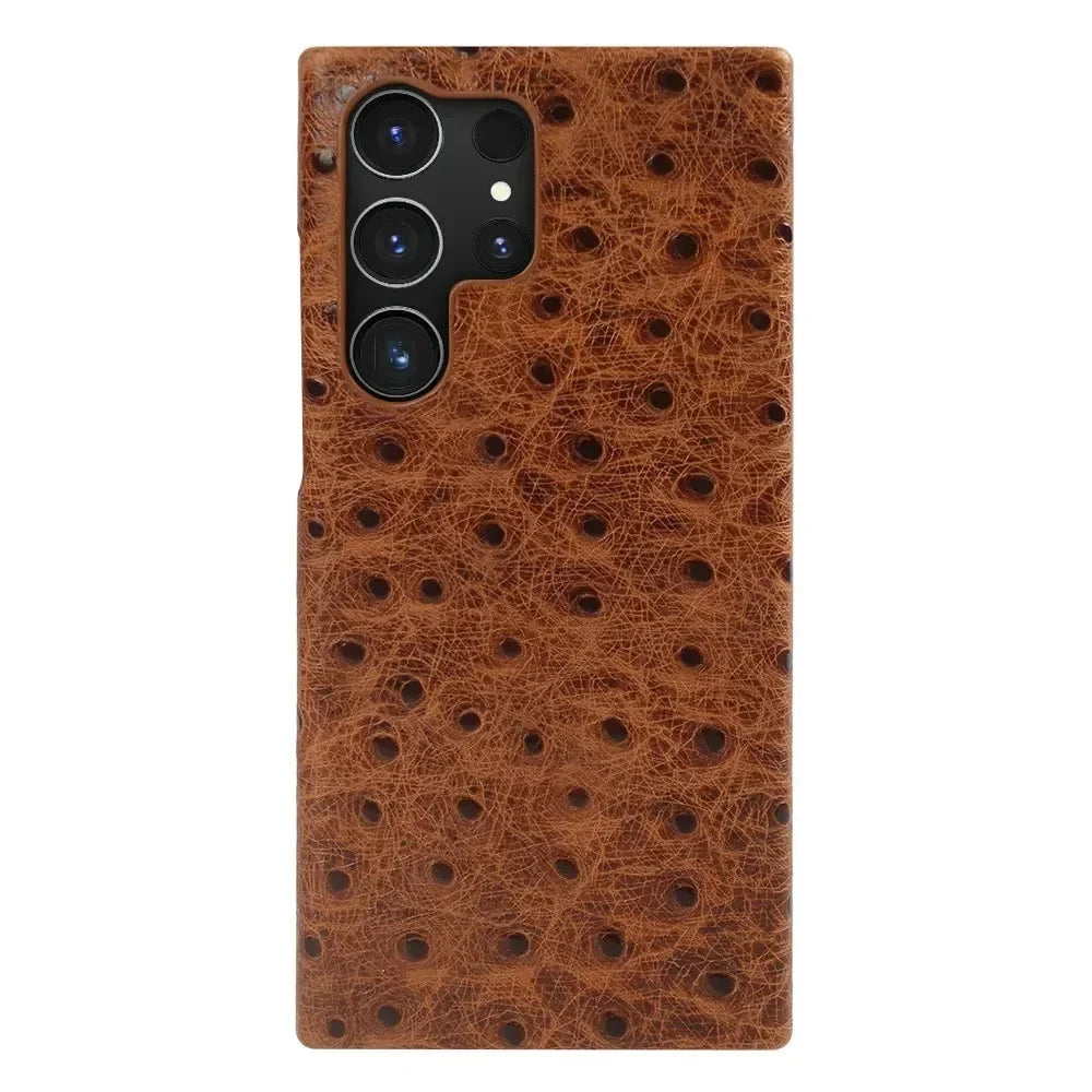 Premium Textured Leather Samsung Galaxy Case Shock-Absorbing Protective Cover with Raised Edges for S22 S23 S24 S25 S26 Note 20
