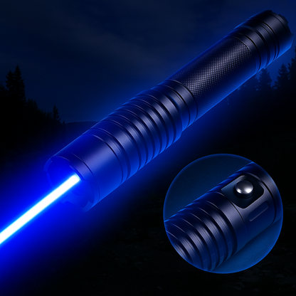High-Power Tactical Flashlight Blue Beam Fire Starter Waterproof Aluminum Emergency Survival Light Long Distance 16400 ft Adjustable Focus