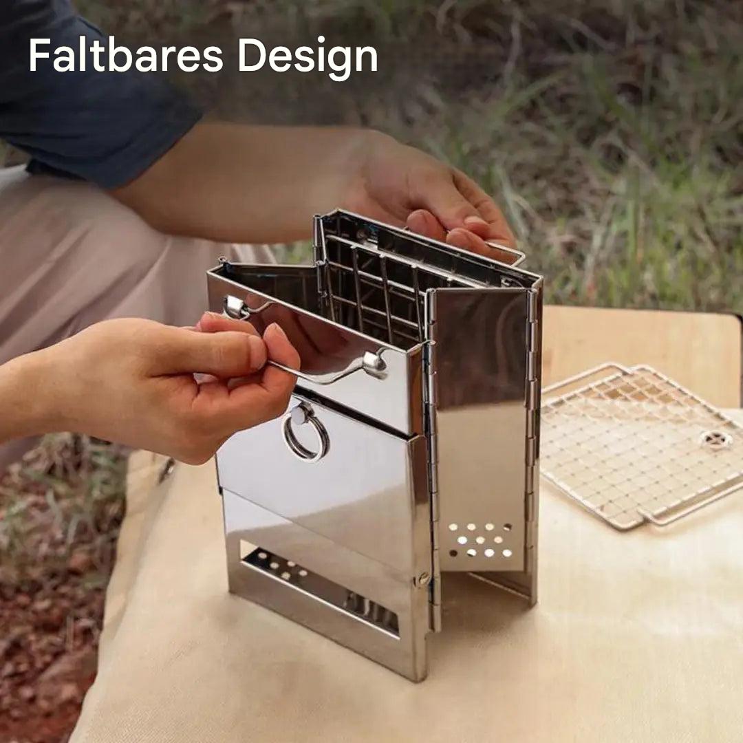 Outdoor Haven | Foldable Stainless Steel Wood Stove with Compact Design | Perfect for Camping and Hiking