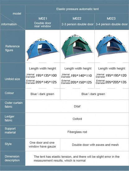 Pop Up Tent for Camping, Automatic Camping Tent with Mosquito Net and Aluminum Poles, Waterproof Outdoor Tent for Hiking