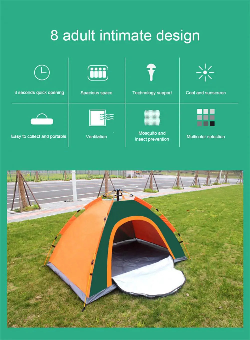 Ortekor Outdoor Haven | Pop Up Camping Tent with Automatic Setup | Spacious & Ventilated Design for Ultimate Comfort