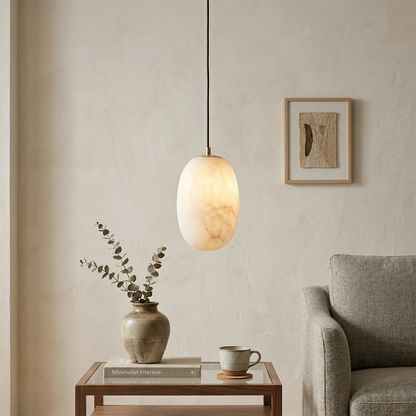 Oval Pendant Light – Modern Kitchen Pendant Lighting with Energy-Efficient LED, Unique Veining, Dimmable Design