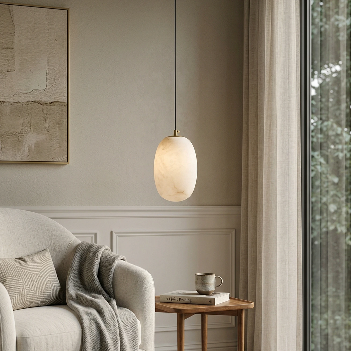 Oval Pendant Light – Modern Kitchen Pendant Lighting with Energy-Efficient LED, Unique Veining, Dimmable Design