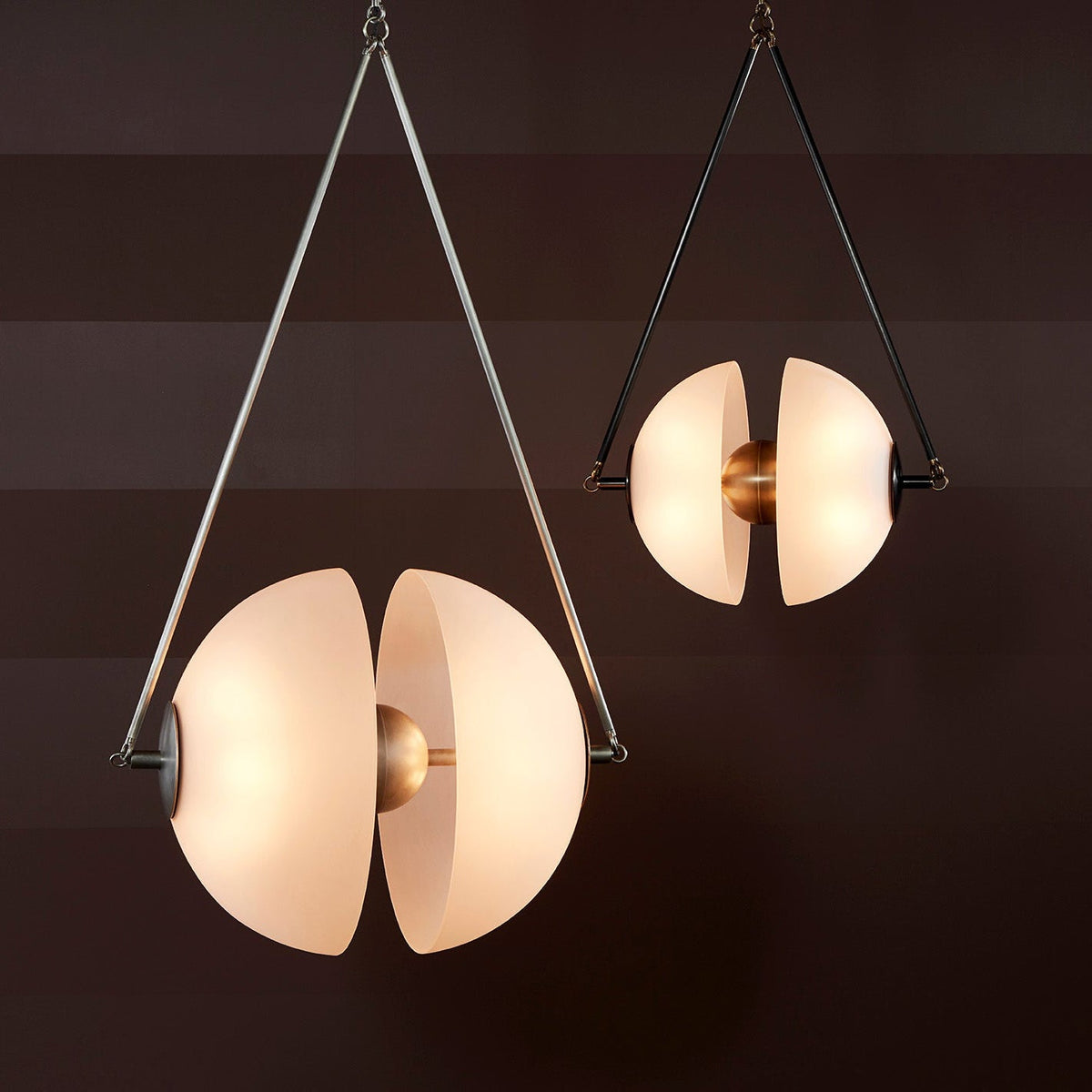 Hanging Ceiling Fixture with Frosted Glass Globes for Kitchen & Dining Room – Aged Metal Frame 16 in Wide Adjustable Cord Integrated LED for