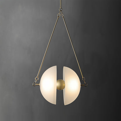 Hanging Ceiling Fixture with Frosted Glass Globes for Kitchen & Dining Room – Aged Metal Frame 16 in Wide Adjustable Cord Integrated LED for