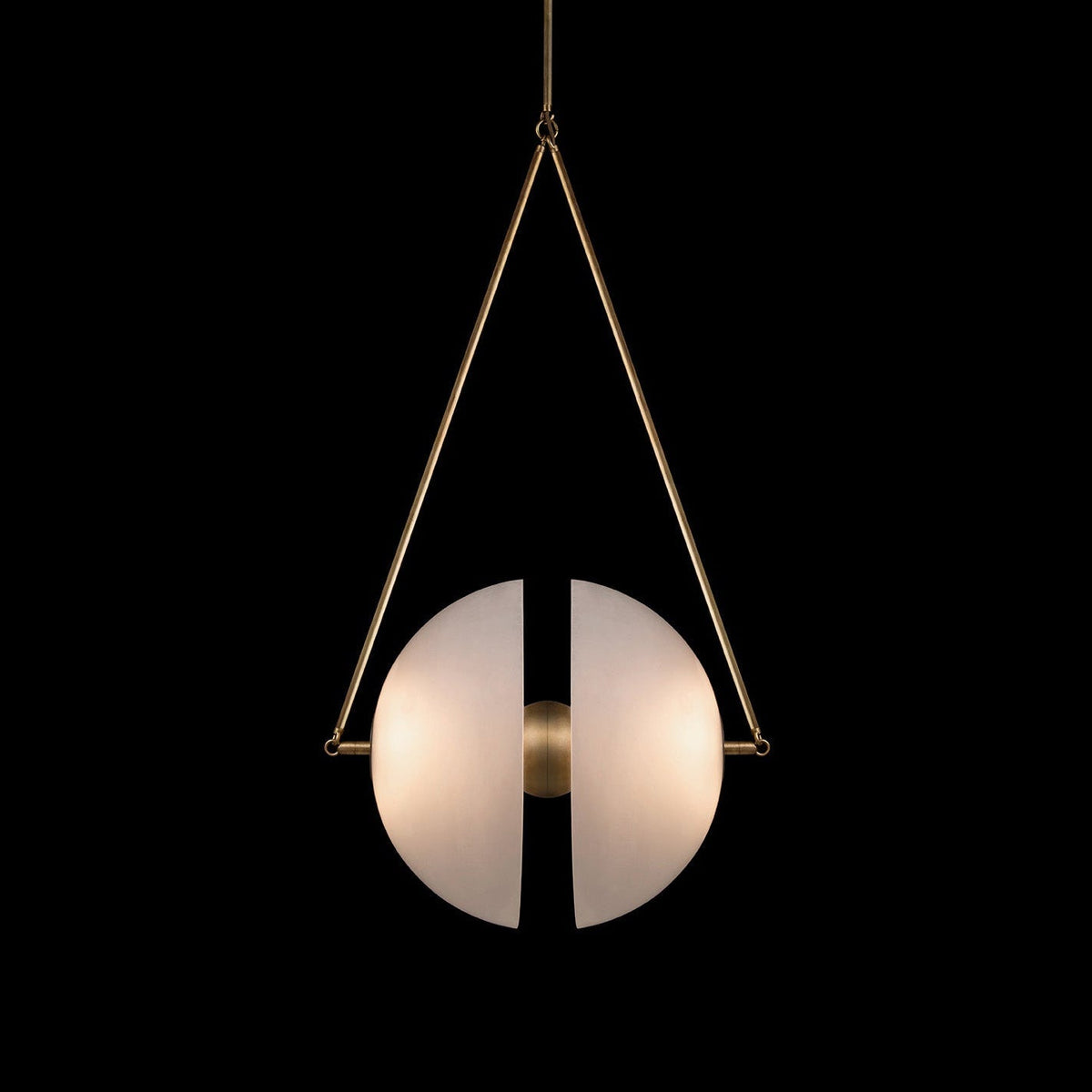 Hanging Ceiling Fixture with Frosted Glass Globes for Kitchen & Dining Room – Aged Metal Frame 16 in Wide Adjustable Cord Integrated LED for