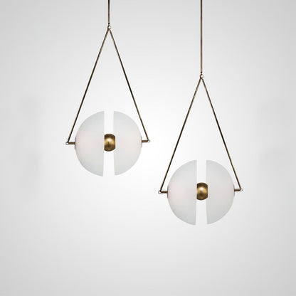 Hanging Ceiling Fixture with Frosted Glass Globes for Kitchen & Dining Room – Aged Metal Frame 16 in Wide Adjustable Cord Integrated LED for