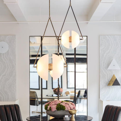 Hanging Ceiling Fixture with Frosted Glass Globes for Kitchen & Dining Room – Aged Metal Frame 16 in Wide Adjustable Cord Integrated LED for