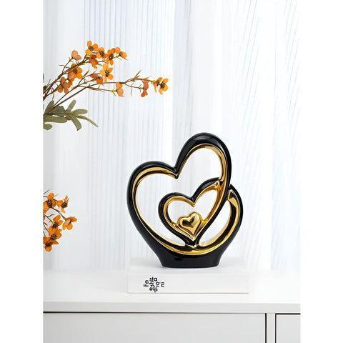 Diora Decorative Figure - Porcelain Double Heart Ornament