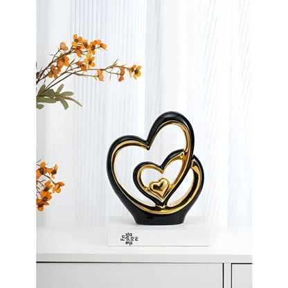 Diora Decorative Figure - Porcelain Double Heart Ornament