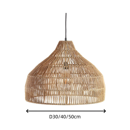 Woven Hanging Lamp Natural Fiber Shade Adjustable Height Ceiling Light for Dining Table Kitchen Island Bedroom Boho Coastal Japandi