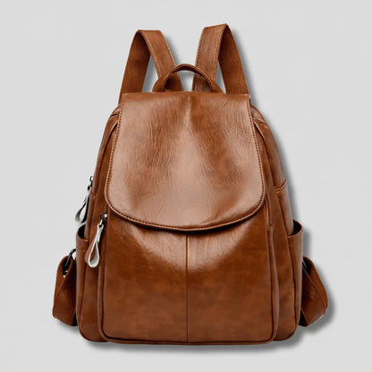 Women's Travel Backpack with Rear-Access Security Zipper – Textured Vegan Leather Daypack for Commute Work & Airport