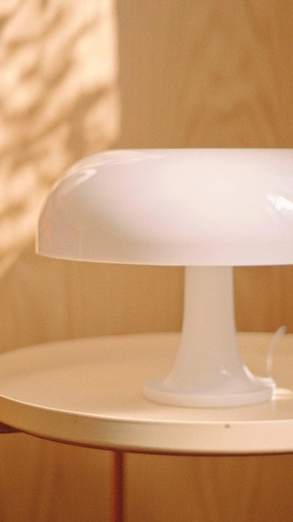 Mushroom Bedside Lamp with Soft Glow - 12.6 Inch Acrylic Nightstand Light for Bedroom Living Room Reading Nook - Retro Modern Ambient Lighti
