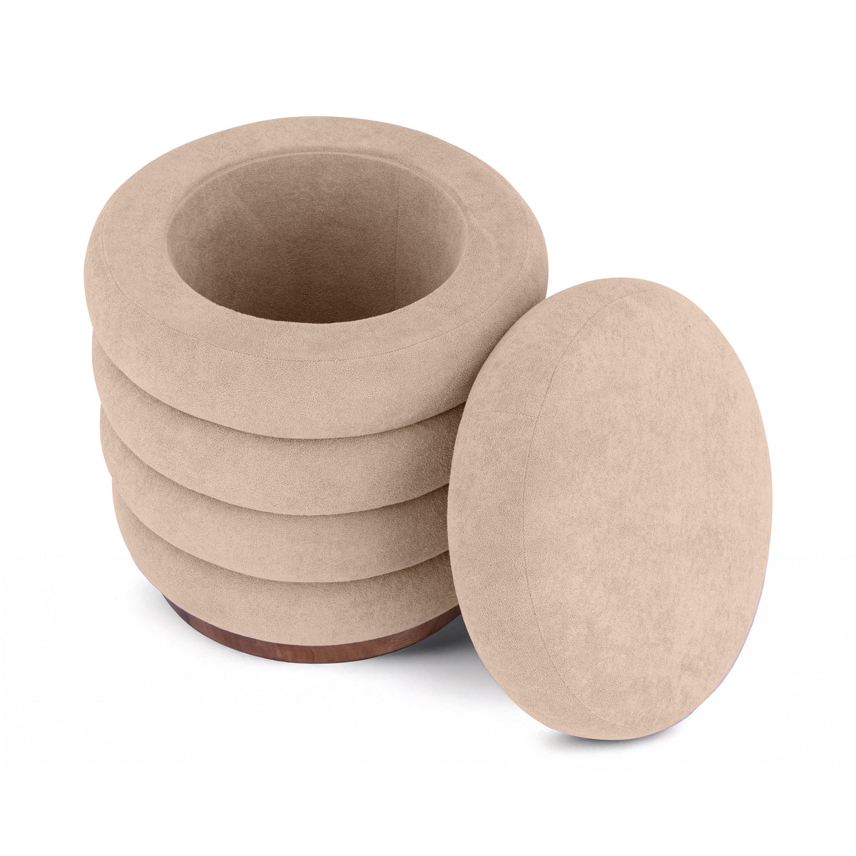 Paisley Ottoman with Hidden Storage – Elegant Sand Accent Piece for Footrest and Extra Seating
