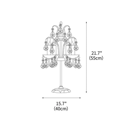 Crystal Chandelier-Style Table Lamp with Metal Frame for Bedroom & Living Room Lighting | 22 in Height Decorative Accent Light for Nightstan