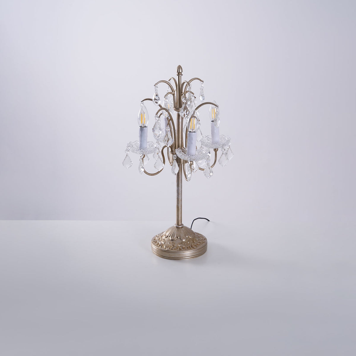 Crystal Chandelier-Style Table Lamp with Metal Frame for Bedroom & Living Room Lighting | 22 in Height Decorative Accent Light for Nightstan