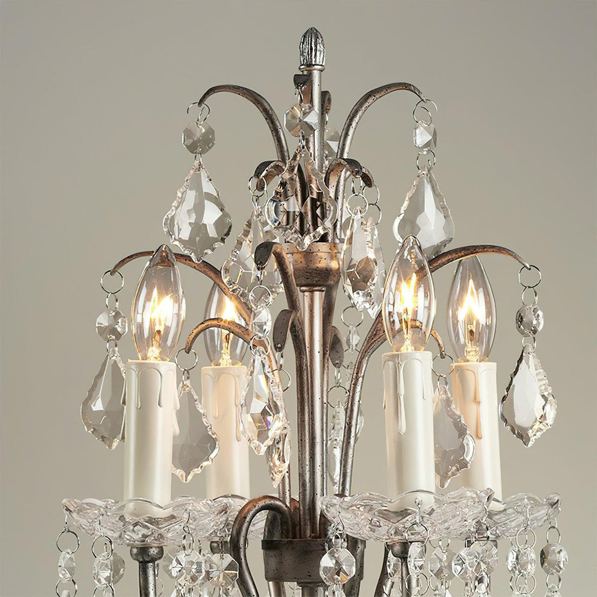 Crystal Chandelier-Style Table Lamp with Metal Frame for Bedroom & Living Room Lighting | 22 in Height Decorative Accent Light for Nightstan