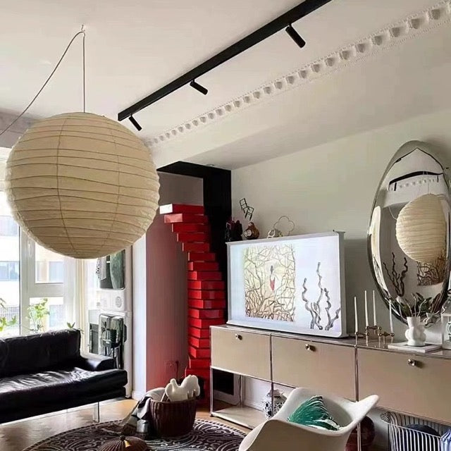 Sphere Paper Lantern Ceiling Light for Dining & Living Space – Asian-Inspired Hanging Fixture with E27 LED Bulb