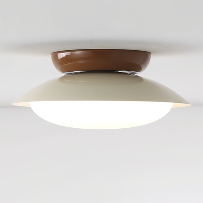 Flush-Mount LED Dome Light 10-Inch Metal Fixture Green Brown for Kitchen Bathroom Covered Patio Hallway Entryway Low-Profile Warm Glow 3000K