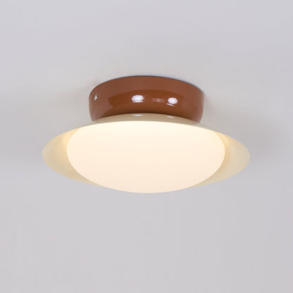 Flush-Mount LED Dome Light 10-Inch Metal Fixture Green Brown for Kitchen Bathroom Covered Patio Hallway Entryway Low-Profile Warm Glow 3000K