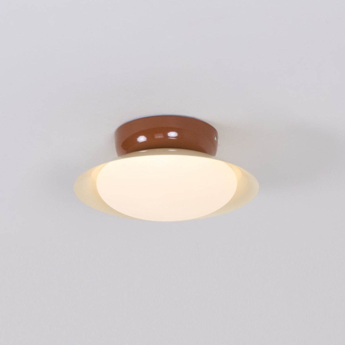 Flush-Mount LED Dome Light 10-Inch Metal Fixture Green Brown for Kitchen Bathroom Covered Patio Hallway Entryway Low-Profile Warm Glow 3000K