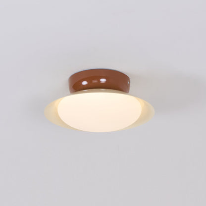 Flush-Mount LED Dome Light 10-Inch Metal Fixture Green Brown for Kitchen Bathroom Covered Patio Hallway Entryway Low-Profile Warm Glow 3000K