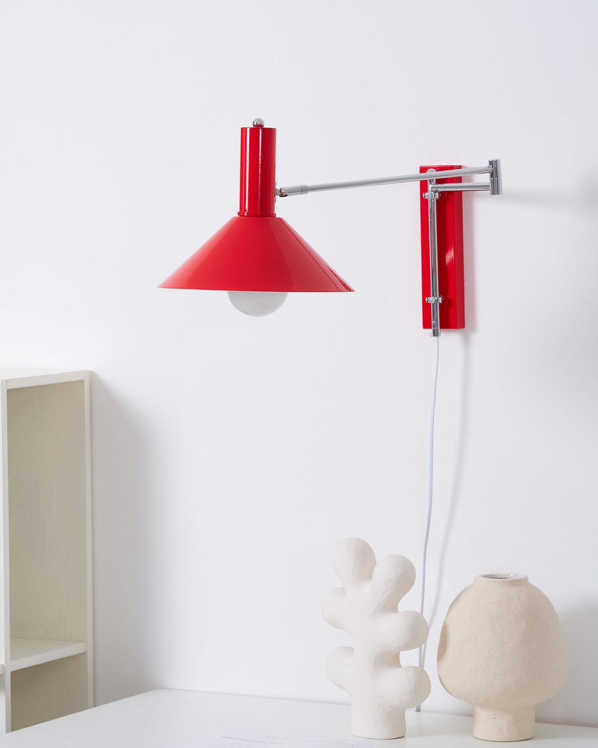 Rotating Sconce with Pivoting Head for Bedroom, Bathroom & Hallway – Metal Fixture in White, Black, Red – 10-Inch Adjustable Design