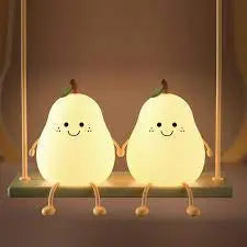 Squishy Pear Night Light for Kids, Rechargeable LED Touch Lamp with 7 Color Modes, Soft Silicone Nursery Nightlight for Children's Bedroom