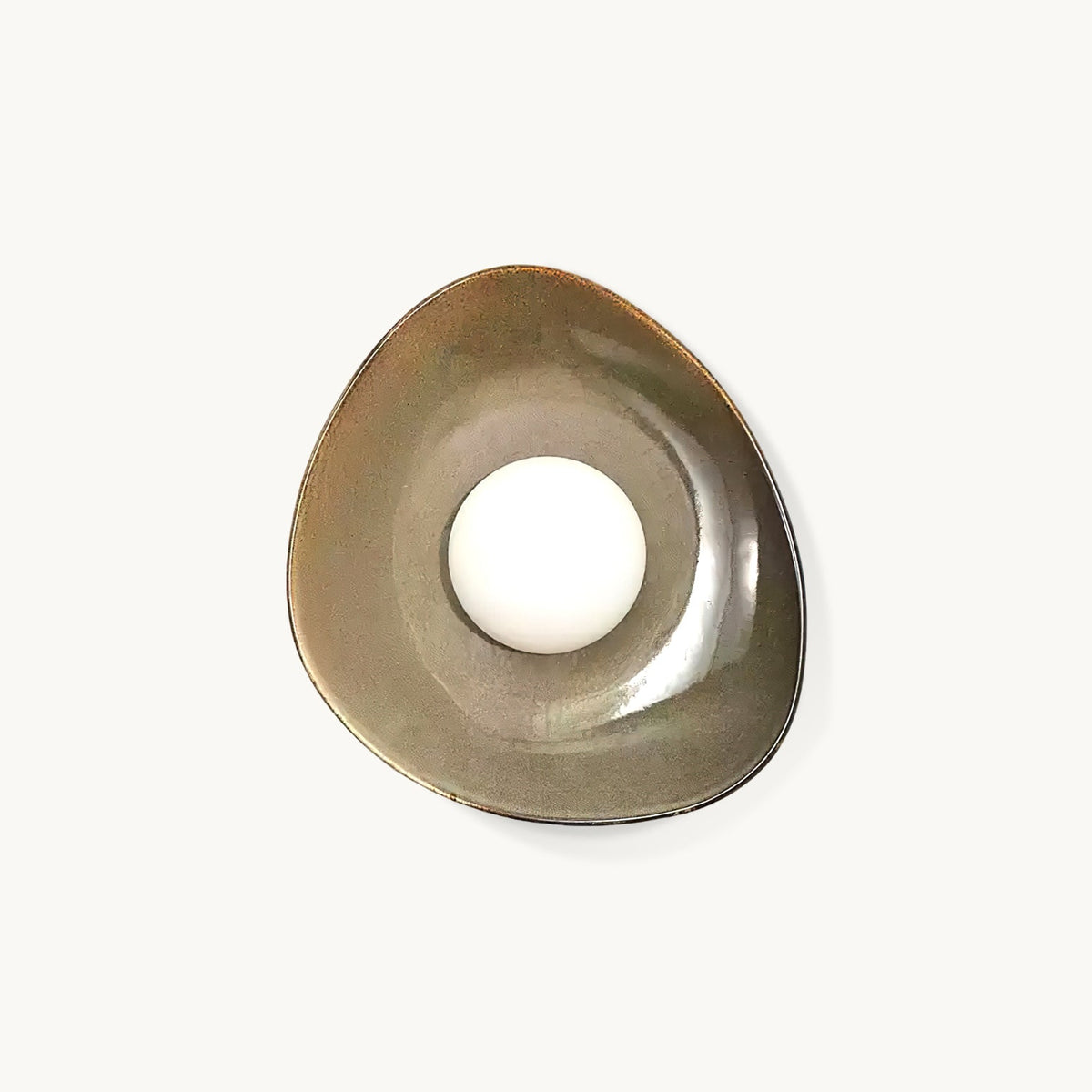 Ceramic Glass Sconce 12-Inch Sculptural Indoor Lighting Taupe White for Hallways Living Rooms Bedrooms Entryways Modern Wall Mount