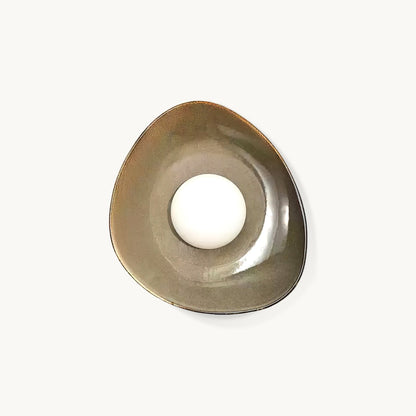 Ceramic Glass Sconce 12-Inch Sculptural Indoor Lighting Taupe White for Hallways Living Rooms Bedrooms Entryways Modern Wall Mount