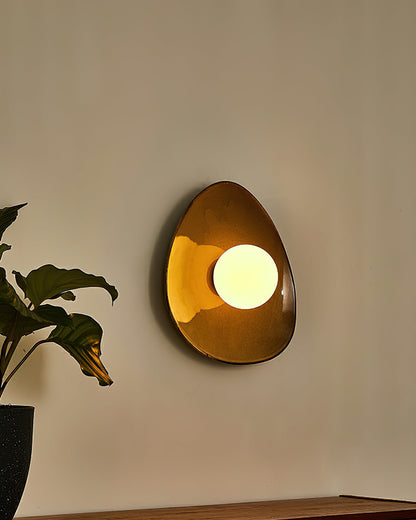 Ceramic Glass Sconce 12-Inch Sculptural Indoor Lighting Taupe White for Hallways Living Rooms Bedrooms Entryways Modern Wall Mount