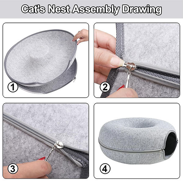 Enclosed Cat Bed Cave with Peek-a-Boo Hole – Soft Plush Igloo Den for Hideaway Sleep & Play